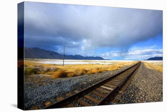 Southern Pacific Railway under Storm Clouds, Black Rock Desert,Nevada-Richard Wright-Premier Image Canvas