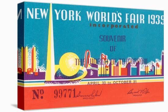 Souvenir Ticket to New York World's Fair, 1939-null-Stretched Canvas