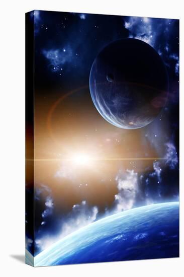Space Flare. A Beautiful Space Scene With Planets And Nebula-frenta-Stretched Canvas