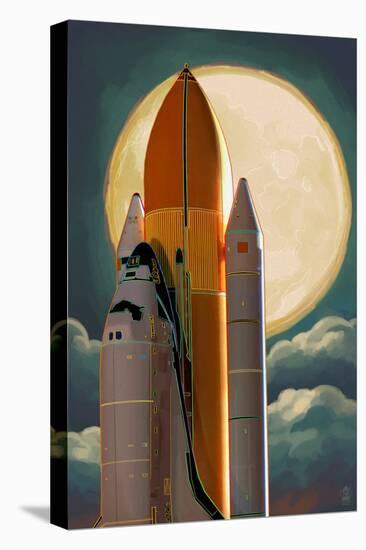 Space Shuttle and Moon-Lantern Press-Stretched Canvas