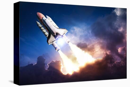 Space Shuttle & Clouds At Dusk-null-Stretched Canvas