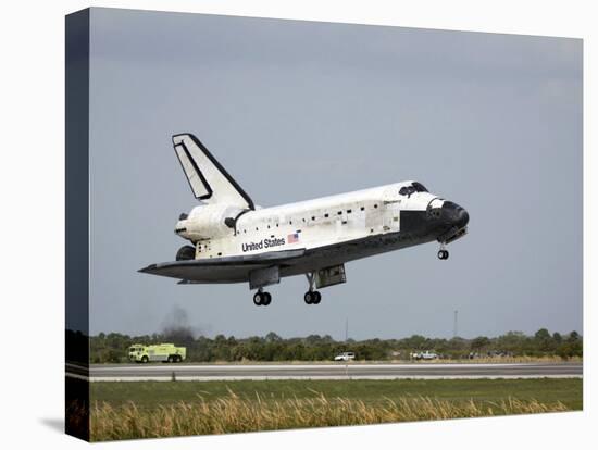 Space Shuttle Discovery Approaches Landing on the Runway at the Kennedy Space Center-Stocktrek Images-Premier Image Canvas