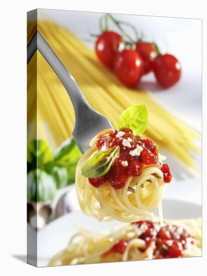 Spaghetti with Tomato Sauce on a Fork-Karl Newedel-Premier Image Canvas