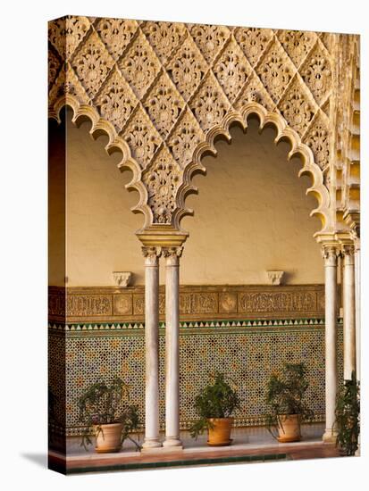 Spain, Andalucia Region, Seville Province, Seville, the Alcazar, Moorish Arches-Walter Bibikow-Premier Image Canvas