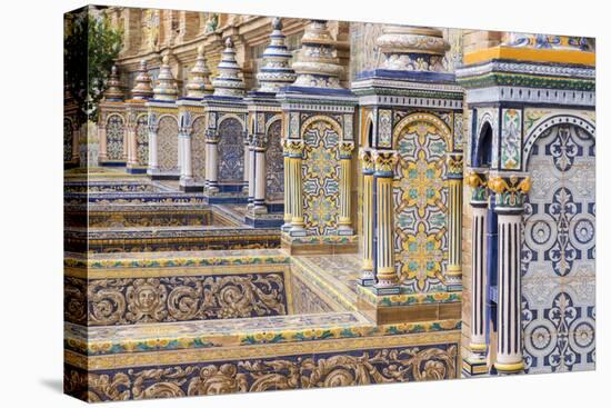 Spain, Andalusia, Seville. Plaza de Espana, ornate bridge.-Brenda Tharp-Premier Image Canvas