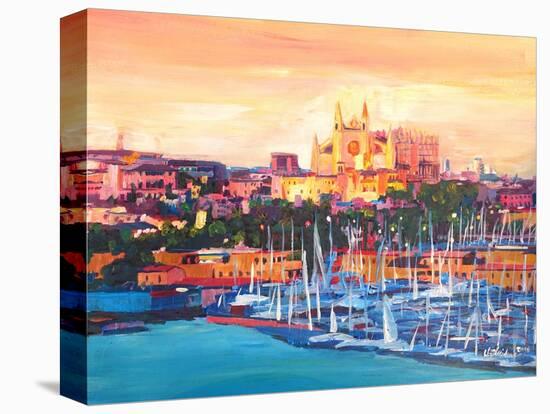 Spain Balearic Islands Majorca Cathedral w Harbour-Markus Bleichner-Stretched Canvas