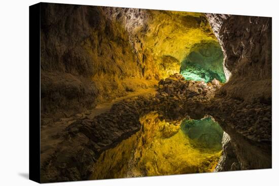 Spain, Canary Islands, Lanzarote, Haria, Cueva De Los Verdes, Underground Cave and Reflecting Pool-Walter Bibikow-Premier Image Canvas