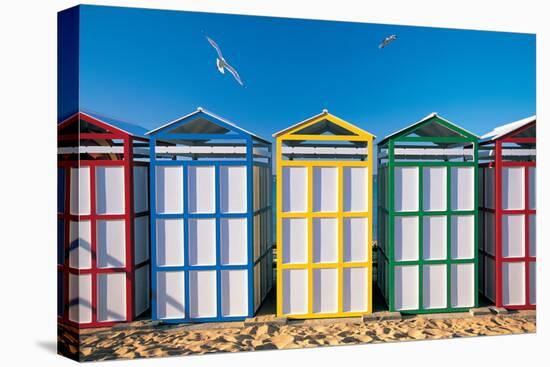 Spain, Costa Brava, Beach Huts-Peter Adams-Premier Image Canvas