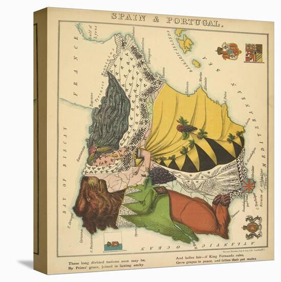 Spain & Portugal, Geographical Fun: Being Humourous Outlines of Various Countries, 1869-Lilian Lancaster-Premier Image Canvas