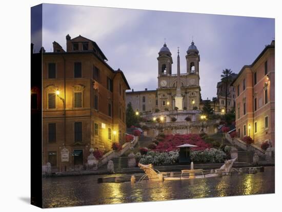 Spanish Steps Illuminated in the Evening, Rome, Lazio, Italy, Europe-null-Premier Image Canvas