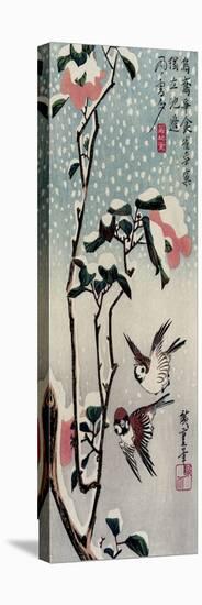 Sparrows and Camellias in the Snow, 1830s-Utagawa Hiroshige-Premier Image Canvas