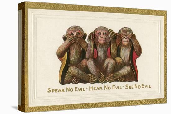 Speak, Hear, See No Evil, Three Monkeys-null-Stretched Canvas