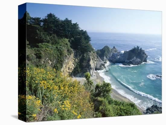 Spectacular Coastline with Waterfall, Julia Pfeiffer Burns State Park, Big Sur, USA-Ruth Tomlinson-Premier Image Canvas