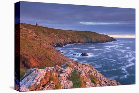 Spectacular evening light illuminating the dramatic Cornish cliffs, Botallack, Cornwall, England. S-Adam Burton-Premier Image Canvas