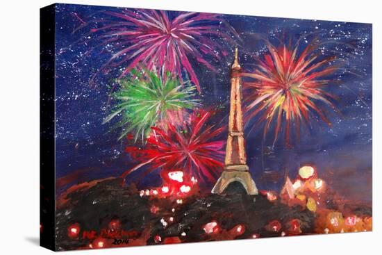 Spectacular Paris France Silvester Fireworks-Martina Bleichner-Stretched Canvas