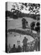 Spectators Watching as Men Compete in the Golf Tournament, Riviera Country Club-John Florea-Premier Image Canvas