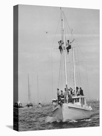 Spectators Watching the America's Cup on a Sailing Boat-Peter Stackpole-Premier Image Canvas