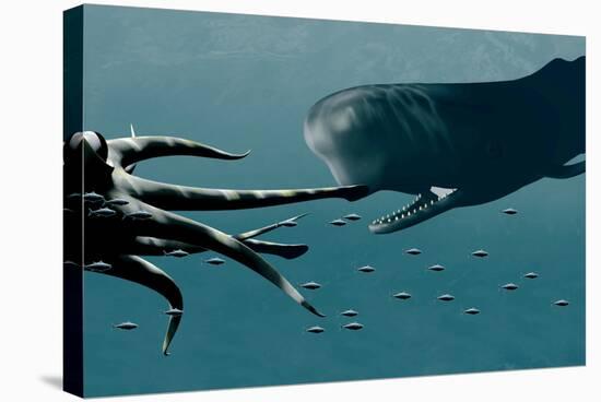 Sperm Whale And Giant Squid-Christian Darkin-Premier Image Canvas
