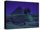 Sphinx and Great Pyramid at Giza, in Moonlight, Egypt-James Burke-Premier Image Canvas