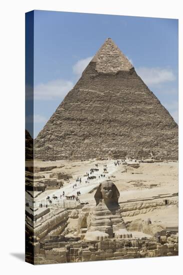 Sphinx in Foreground and Pyramid of Chephren, the Giza Pyramids, Giza, Egypt, North Africa, Africa-Richard Maschmeyer-Premier Image Canvas