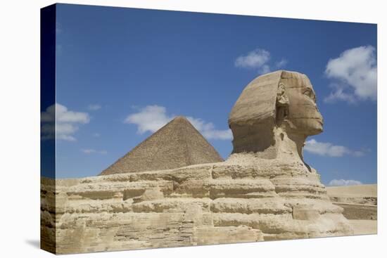 Sphinx in Foreground, and the Great Pyramid of Cheops, the Giza Pyramids-Richard Maschmeyer-Premier Image Canvas
