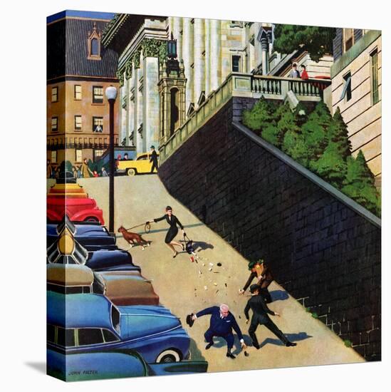 "Spilled Purse on Steep Hill", March 26, 1955-John Falter-Premier Image Canvas