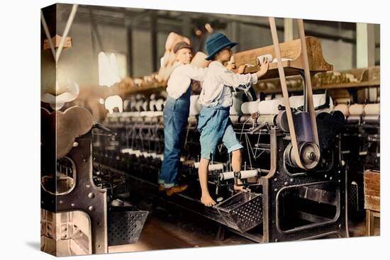 Spindle Boys in Georgia Cotton Mill C. 1909 (Coloured Photo)-Lewis Wickes Hine-Premier Image Canvas