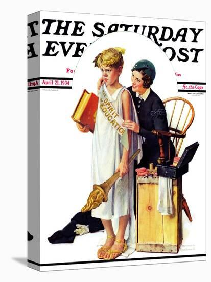 "Spirit of Education" Saturday Evening Post Cover, April 21,1934-Norman Rockwell-Premier Image Canvas