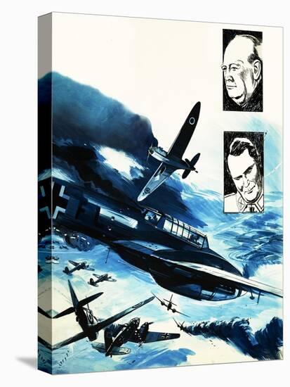 Spitfires in a Dogfight with German Messerschmitts-Gerry Wood-Premier Image Canvas