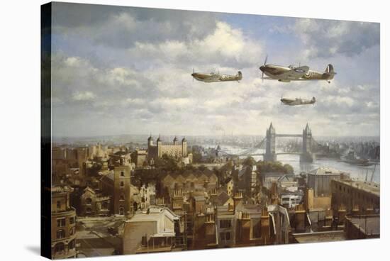 Spitfires Over London-John Young-Stretched Canvas