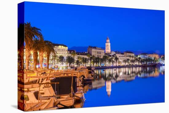 Split Harbour with Cathedral of Saint Domnius at dusk, Split, Dalmatian Coast, Croatia-Neil Farrin-Premier Image Canvas