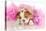 Spoiled Dog - English Bulldog Puppy Chewing On Tiara Surrounded By Pink Feathers-Willee Cole-Premier Image Canvas