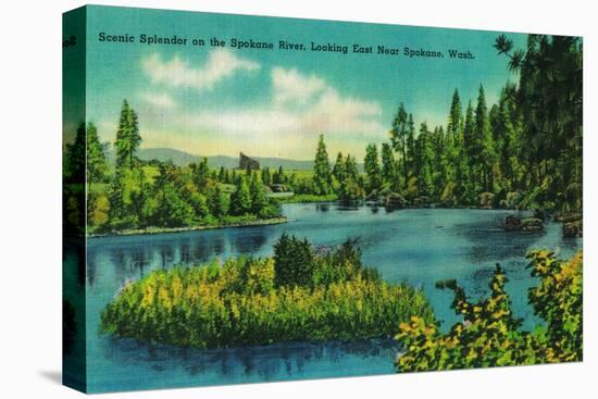 Spokane River, near Spokane, WA - Spokane, WA-Lantern Press-Stretched Canvas