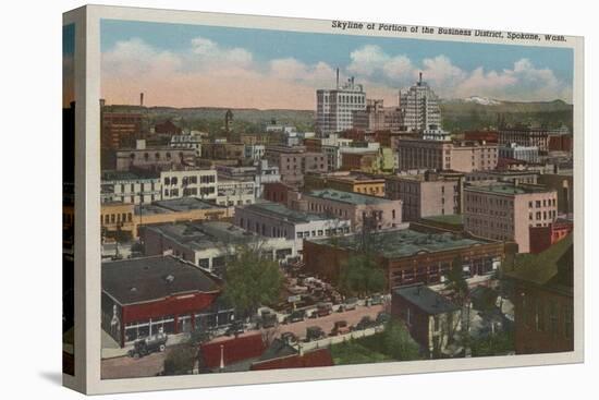 Spokane, WA - Skyline View of Downtown-Lantern Press-Stretched Canvas