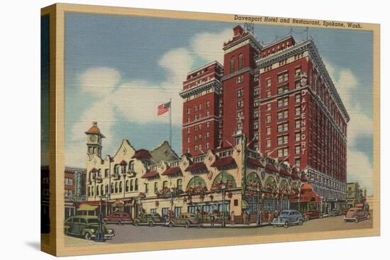 Spokane, WA - View of Davenport Hotel No.2-Lantern Press-Stretched Canvas