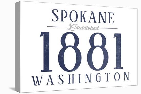 Spokane, Washington - Established Date (Blue)-Lantern Press-Stretched Canvas