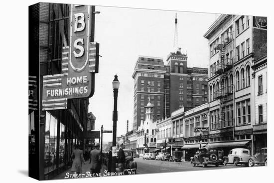 Spokane, Washington - View of Wall Street Corner-Lantern Press-Stretched Canvas