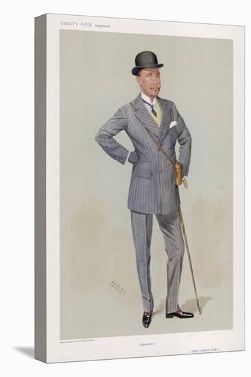 Sporting Major Eustace Loder in a Double-Breasted Pin- Stripe Suit with Trousers That Taper-Spy (Leslie M. Ward)-Premier Image Canvas