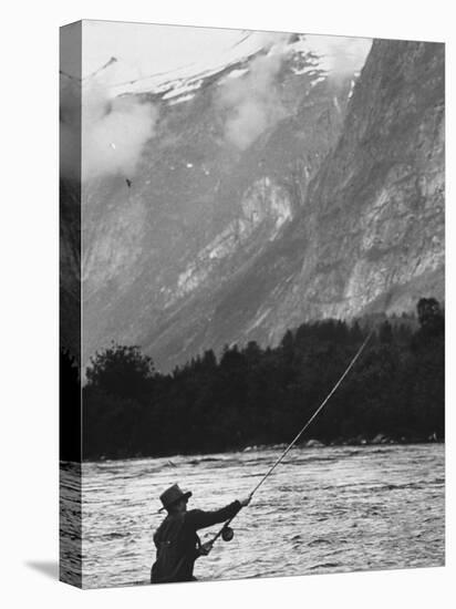 Sportsman Fishing in Norway-George Silk-Premier Image Canvas