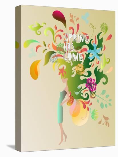 Spring Floral Girl Illustration-run4it-Stretched Canvas