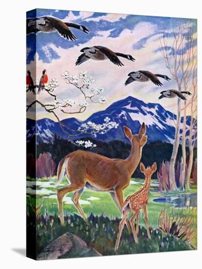"Spring in the Meadow,"March 1, 1938-Paul Bransom-Premier Image Canvas