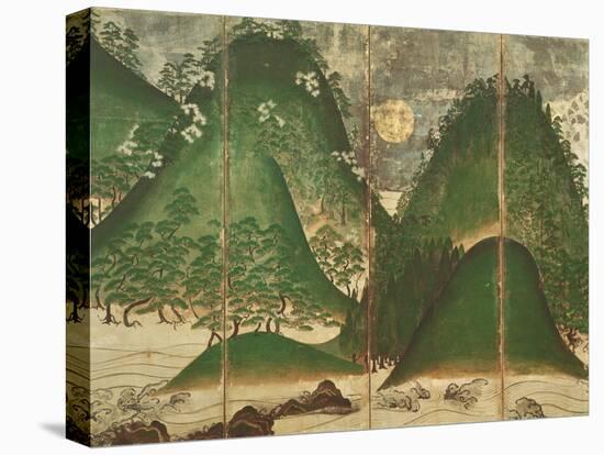 Spring Landscape with Sun, Part of a Six Panel Folding Screen-null-Premier Image Canvas