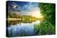 Spring River and Green Forest at Sunset-Givaga-Premier Image Canvas