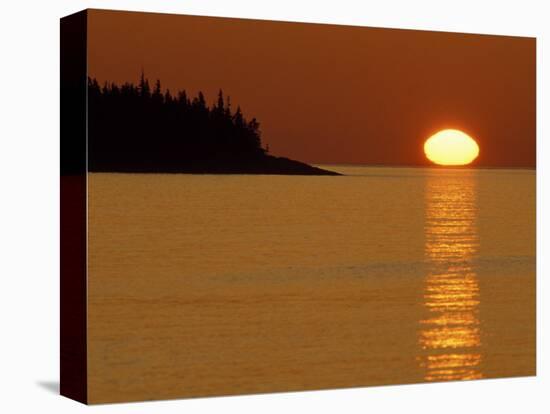 Spring Sunrise Silhouettes Edwards Island and Reflects Light on Lake Superior-Mark Carlson-Premier Image Canvas