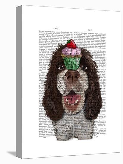 Springer Spaniel with Cupcake-Fab Funky-Stretched Canvas