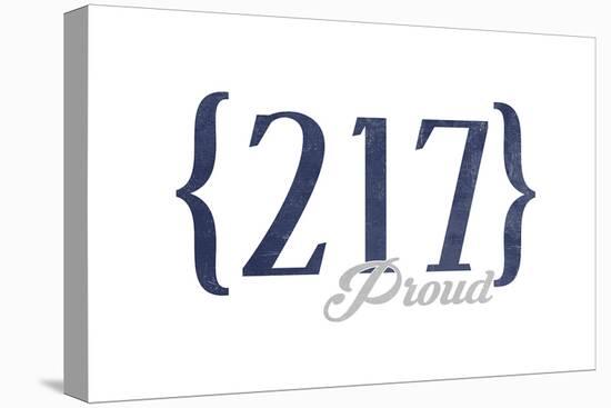 Springfield, Illinois - 217 Area Code (Blue)-Lantern Press-Stretched Canvas