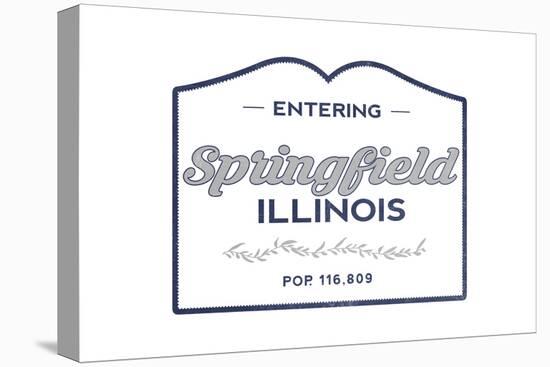 Springfield, Illinois - Now Entering (Blue)-Lantern Press-Stretched Canvas