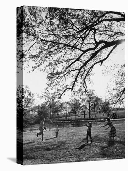 Springtime in Clarksville on a Farm with a Family Playing Baseball in the Yard-Yale Joel-Premier Image Canvas