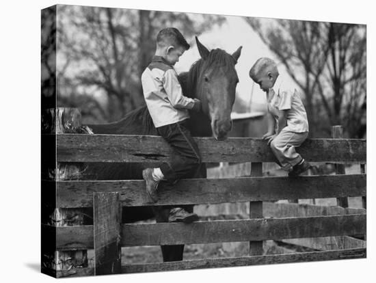 Springtime in Clarksville, with Two Kids and Their Pet Horse-Yale Joel-Premier Image Canvas