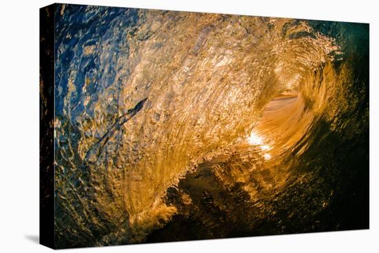 Spun Gold-Inside a tubing wave at sunset, shot from the water, Kirra, Queensland, Australia-Mark A Johnson-Premier Image Canvas